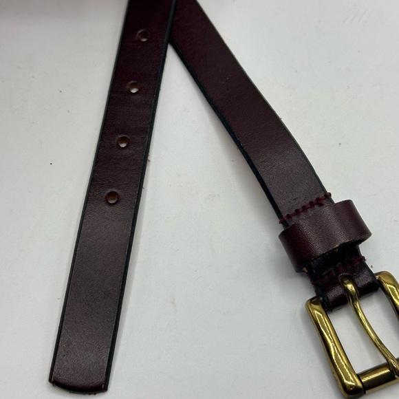 Etienne Aigner Original Handcrafted Leather Thin Belt Burgundy Size 28 - Picture 4 of 10